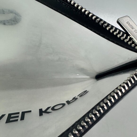 Michael Kors Outlet Jet Set Travel Large Clear Vinyl Wristlet in Black - Picture 12 of 15